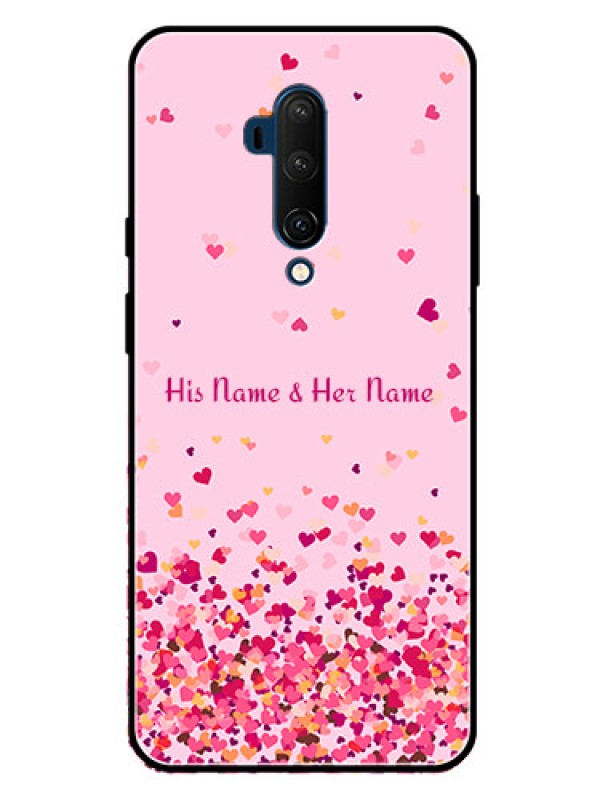 Custom OnePlus 7T Pro Photo Printing on Glass Case - Floating Hearts Design
