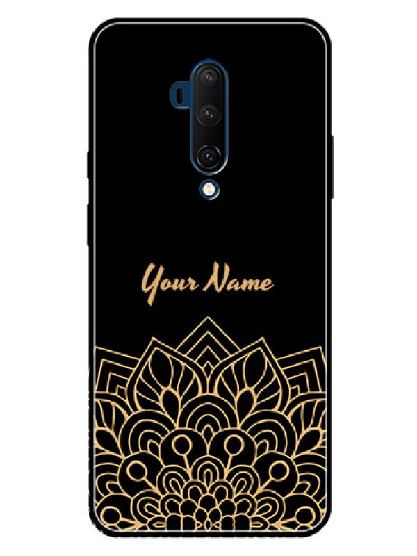 Custom OnePlus 7T Pro Custom Glass Phone Case - Golden mandala Design