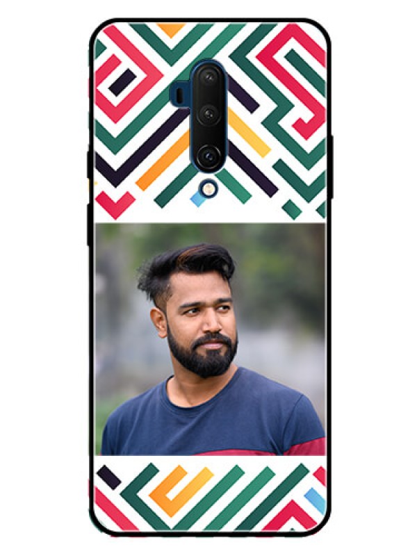 Custom OnePlus 7T Pro Personalized Glass Phone Case - Colorful Maze Pattern Design