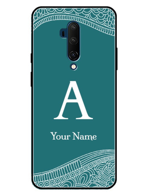 Custom OnePlus 7T Pro Personalized Glass Phone Case - line art pattern with custom name Design