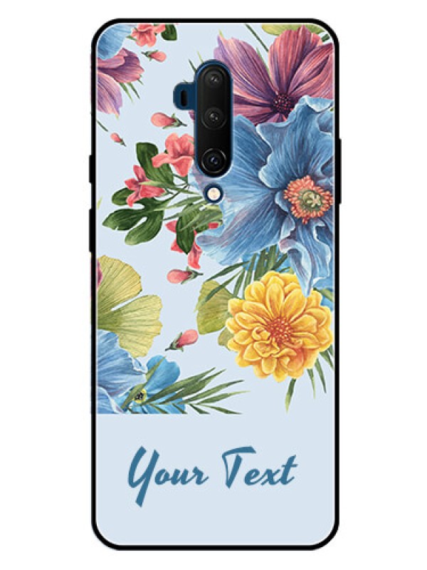 Custom OnePlus 7T Pro Custom Glass Mobile Case - Stunning Watercolored Flowers Painting Design