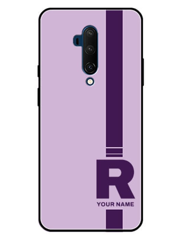 Custom OnePlus 7T Pro Photo Printing on Glass Case - Simple dual tone stripe with name Design