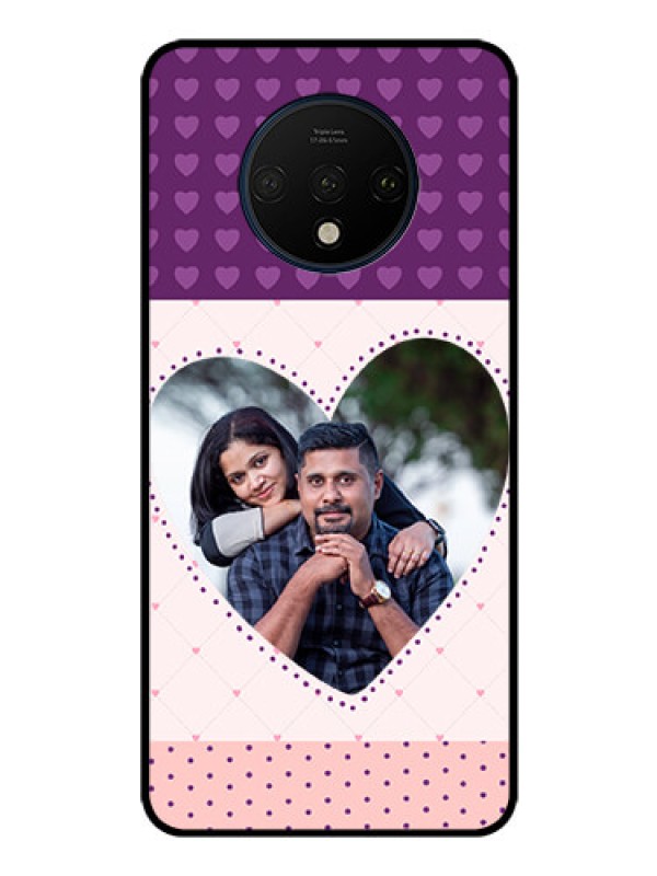 Custom OnePlus 7T Custom Glass Phone Case  - Violet Love Dots Design