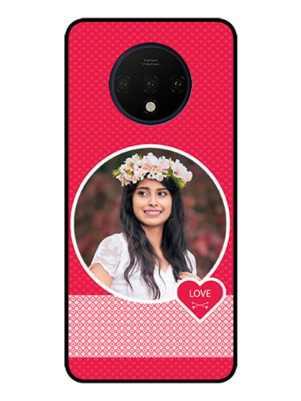 Custom OnePlus 7T Personalised Glass Phone Case  - Pink Pattern Design