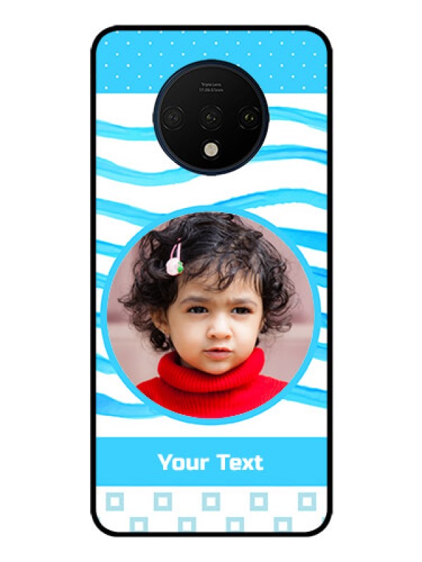 Custom OnePlus 7T Custom Glass Phone Case  - Simple Blue Case Design