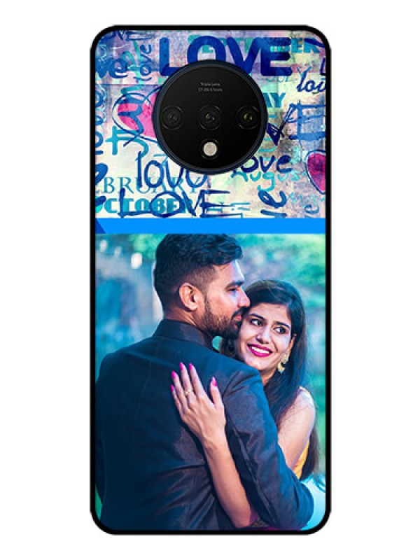 Custom OnePlus 7T Custom Glass Mobile Case  - Colorful Love Design