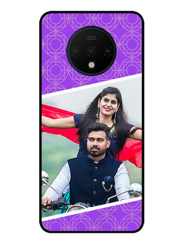 Custom OnePlus 7T Custom Glass Phone Case  - Violet Pattern Design