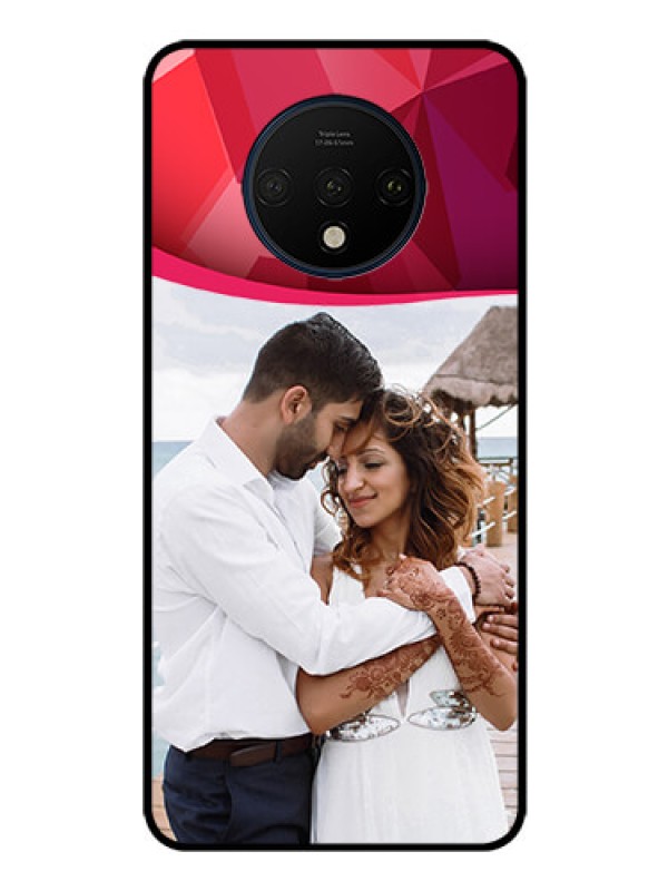 Custom OnePlus 7T Custom Glass Mobile Case  - Red Abstract Design