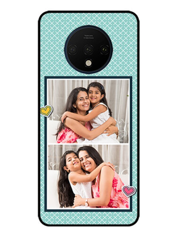 Custom OnePlus 7T Custom Glass Phone Case  - 2 Image Holder with Pattern Design