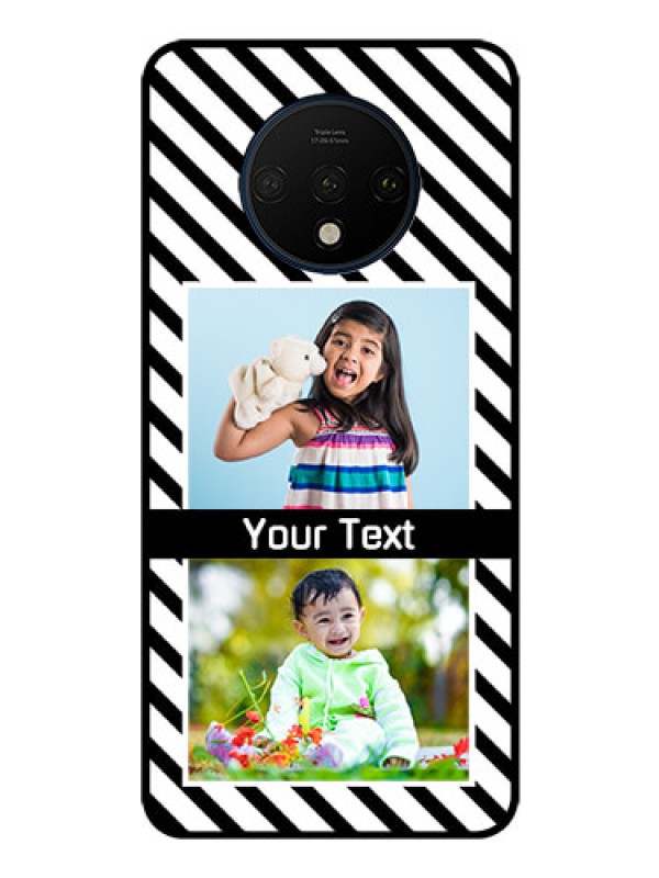 Custom OnePlus 7T Photo Printing on Glass Case  - Black And White Stripes Design