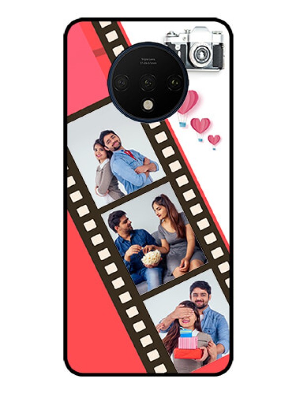 Custom OnePlus 7T Personalized Glass Phone Case  - 3 Image Holder with Film Reel