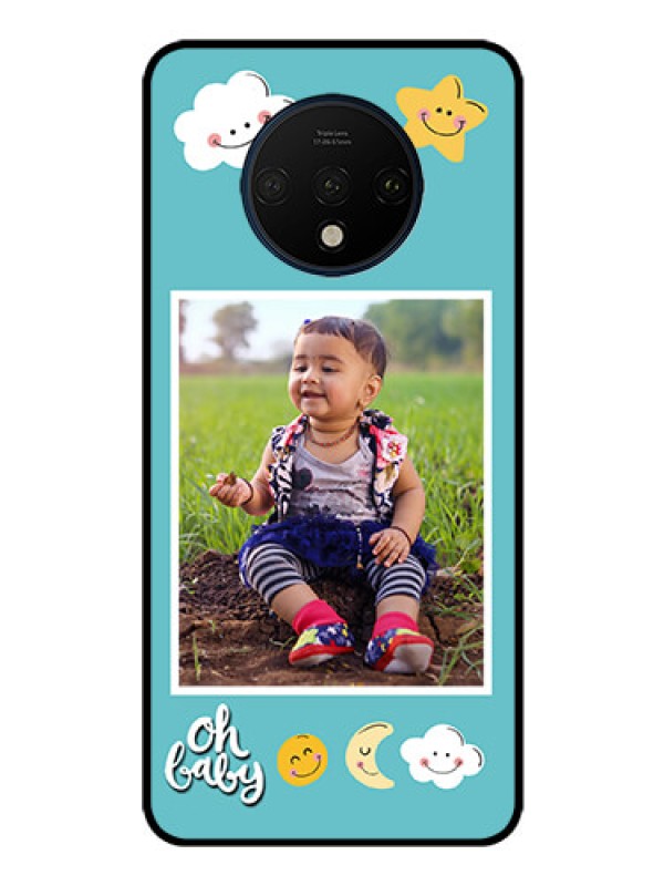 Custom OnePlus 7T Personalized Glass Phone Case  - Smiley Kids Stars Design