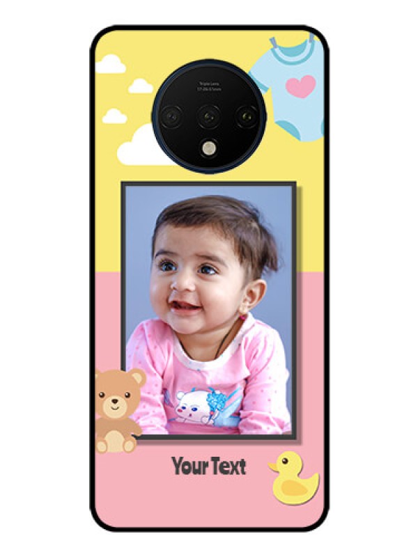Custom OnePlus 7T Photo Printing on Glass Case  - Kids 2 Color Design