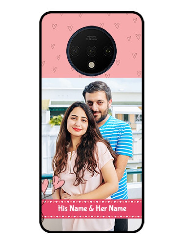 Custom OnePlus 7T Personalized Glass Phone Case  - Love Design Peach Color