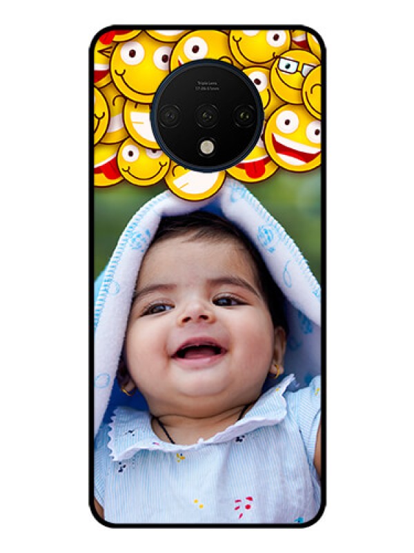 Custom OnePlus 7T Custom Glass Mobile Case  - with Smiley Emoji Design