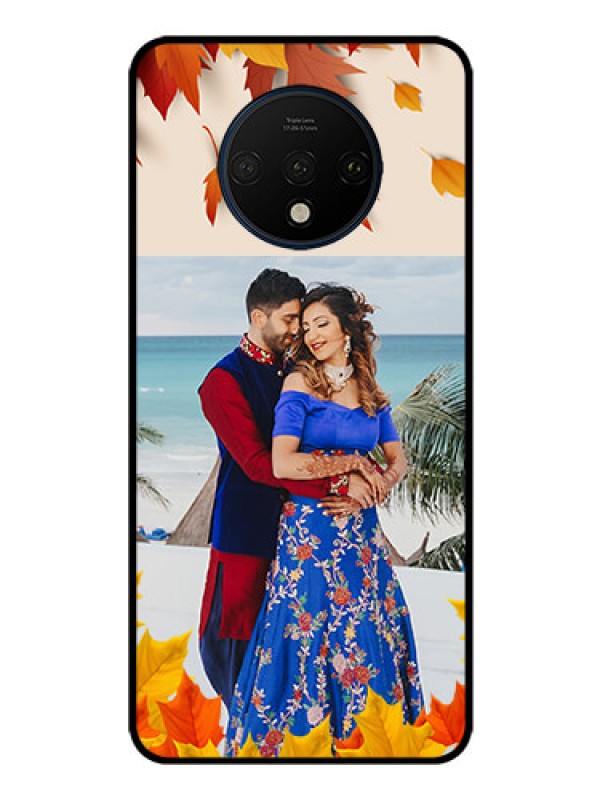 Custom OnePlus 7T Photo Printing on Glass Case  - Autumn Maple Leaves Design