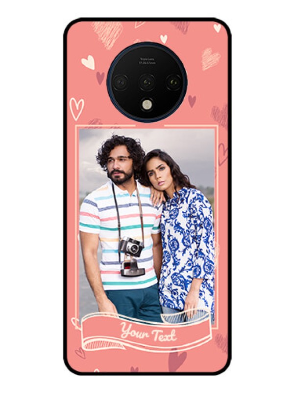 Custom OnePlus 7T Custom Glass Phone Case  - Love doodle art Design