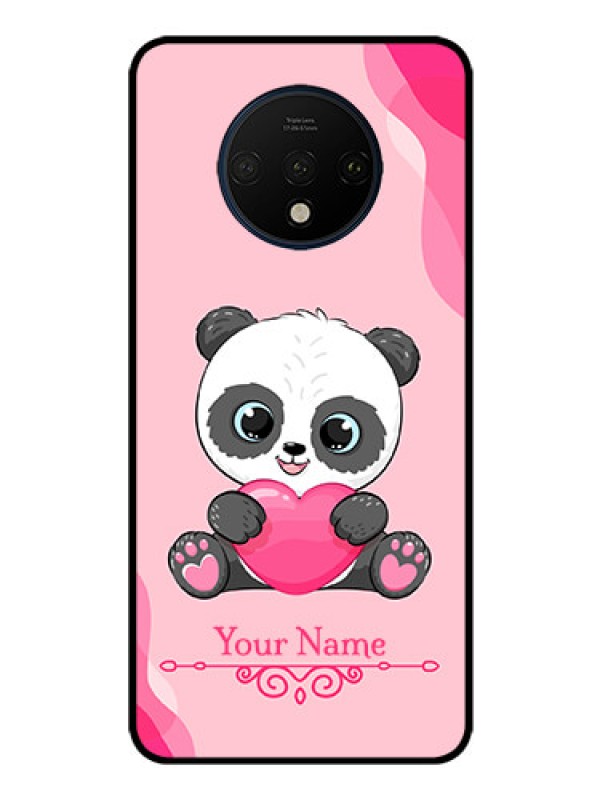 Custom OnePlus 7T Custom Glass Mobile Case - Cute Panda Design