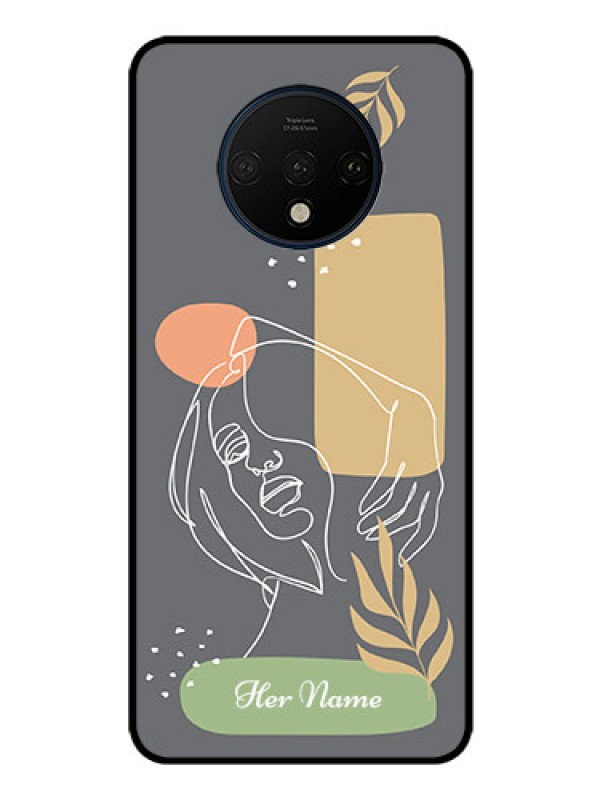 Custom OnePlus 7T Custom Glass Phone Case - Gazing Woman line art Design