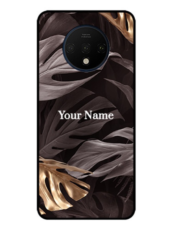 Custom OnePlus 7T Personalised Glass Phone Case - Wild Leaves digital paint Design