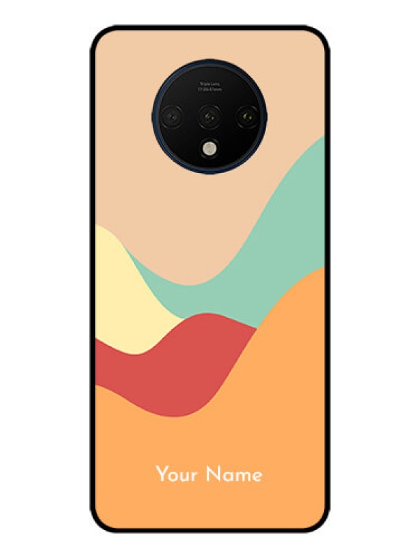Custom OnePlus 7T Personalized Glass Phone Case - Ocean Waves Multi-colour Design