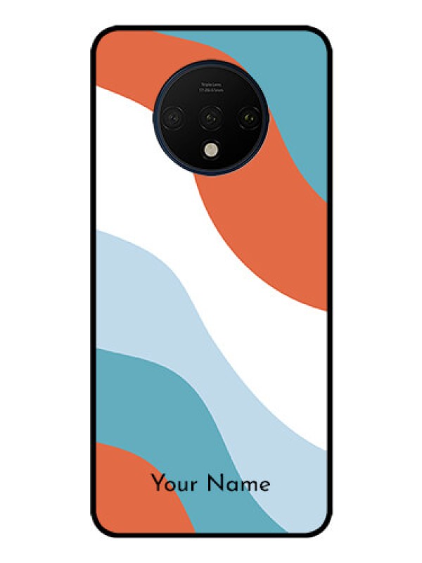 Custom OnePlus 7T Custom Glass Mobile Case - coloured Waves Design