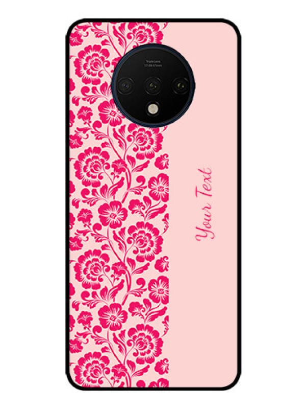 Custom OnePlus 7T Custom Glass Phone Case - Attractive Floral Pattern Design