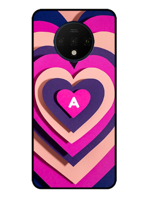 Custom OnePlus 7T Custom Glass Mobile Case - Cute Heart Pattern Design