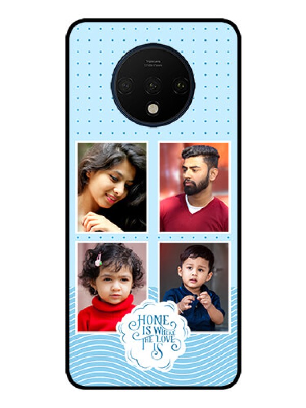 Custom OnePlus 7T Custom Glass Phone Case - Cute love quote with 4 pic upload Design