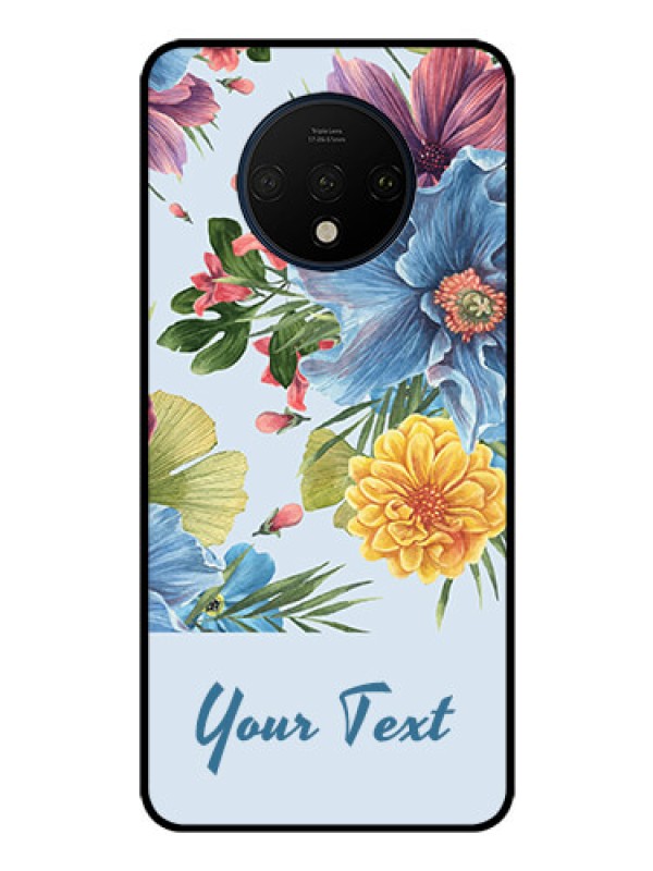 Custom OnePlus 7T Custom Glass Mobile Case - Stunning Watercolored Flowers Painting Design