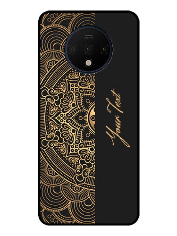 Custom OnePlus 7T Photo Printing on Glass Case - Mandala art with custom text Design