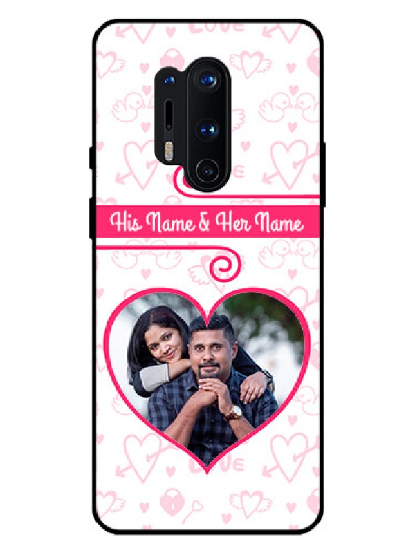 Custom Oneplus 8 Pro Personalized Glass Phone Case  - Heart Shape Love Design