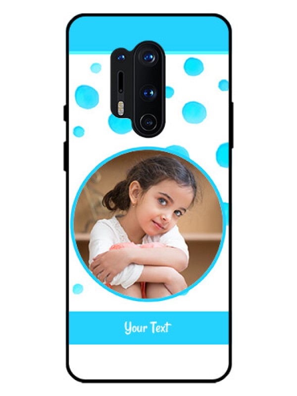 Custom Oneplus 8 Pro Photo Printing on Glass Case  - Blue Bubbles Pattern Design