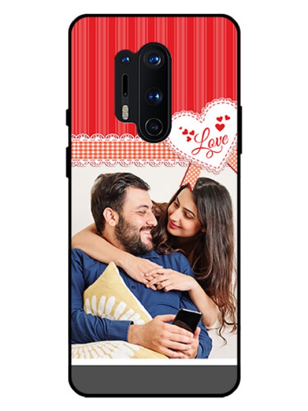 Custom Oneplus 8 Pro Custom Glass Mobile Case  - Red Love Pattern Design