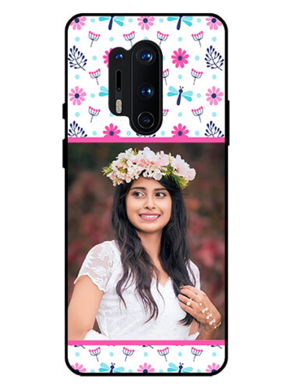 Custom Oneplus 8 Pro Photo Printing on Glass Case  - Colorful Flower Design