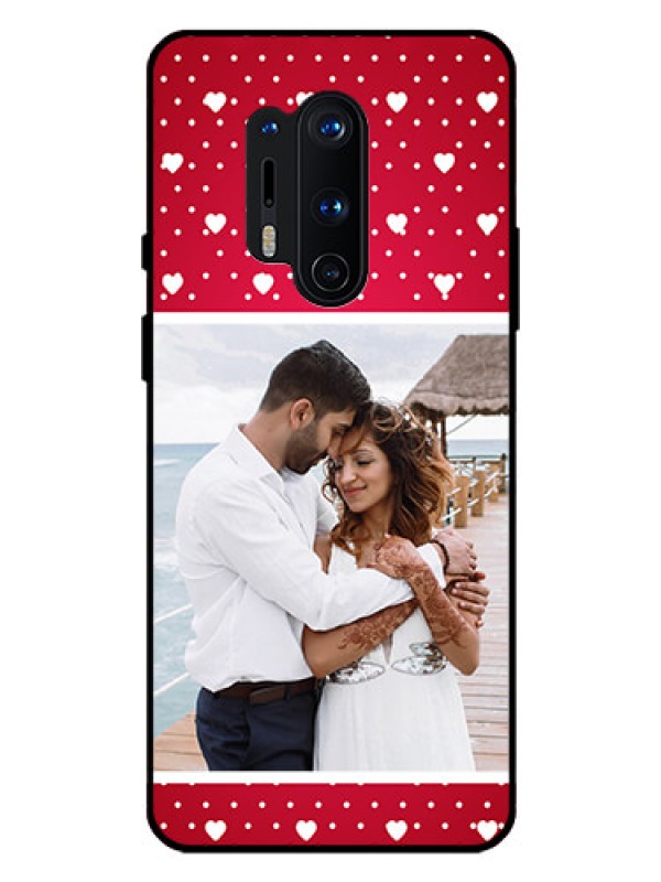 Custom Oneplus 8 Pro Photo Printing on Glass Case  - Hearts Mobile Case Design
