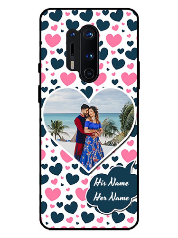 Custom Oneplus 8 Pro Custom Glass Phone Case  - Pink & Blue Heart Design