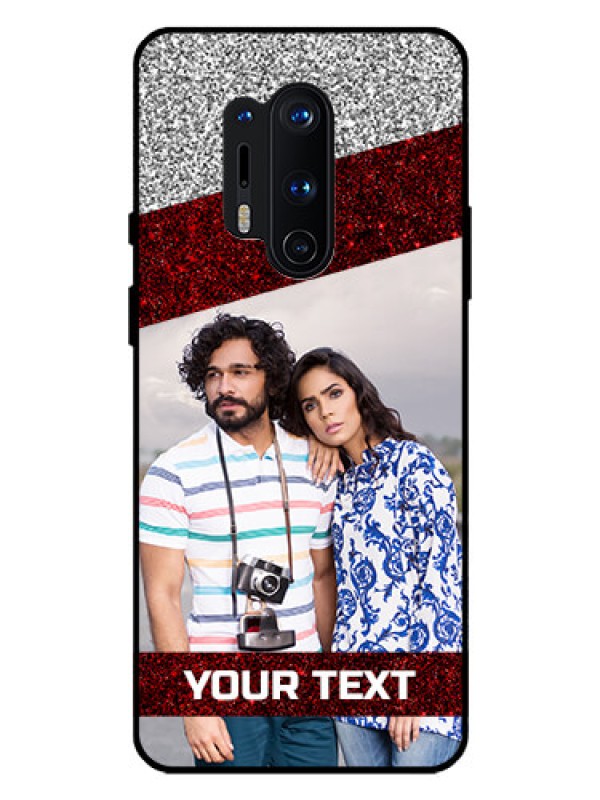 Custom Oneplus 8 Pro Personalized Glass Phone Case  - Image Holder with Glitter Strip Design