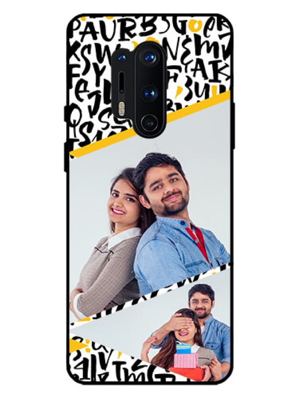 Custom Oneplus 8 Pro Custom Glass Mobile Case  - Letters Pattern Design