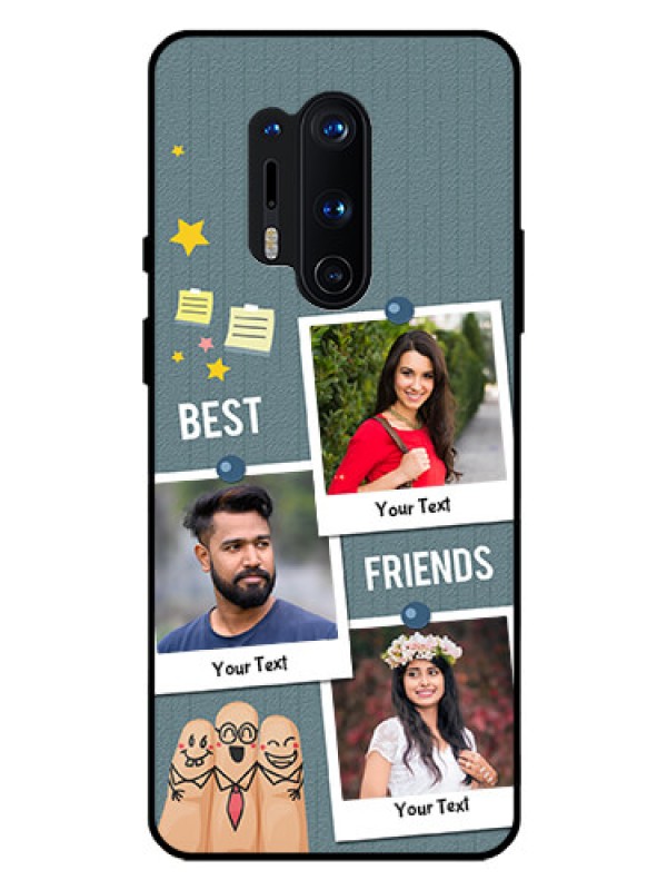 Custom Oneplus 8 Pro Personalized Glass Phone Case  - Sticky Frames and Friendship Design