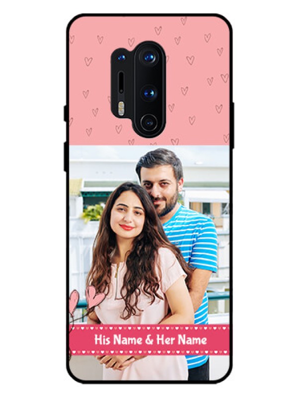 Custom Oneplus 8 Pro Personalized Glass Phone Case  - Love Design Peach Color