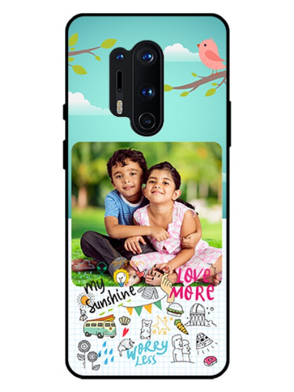 Custom Oneplus 8 Pro Photo Printing on Glass Case  - Doodle love Design