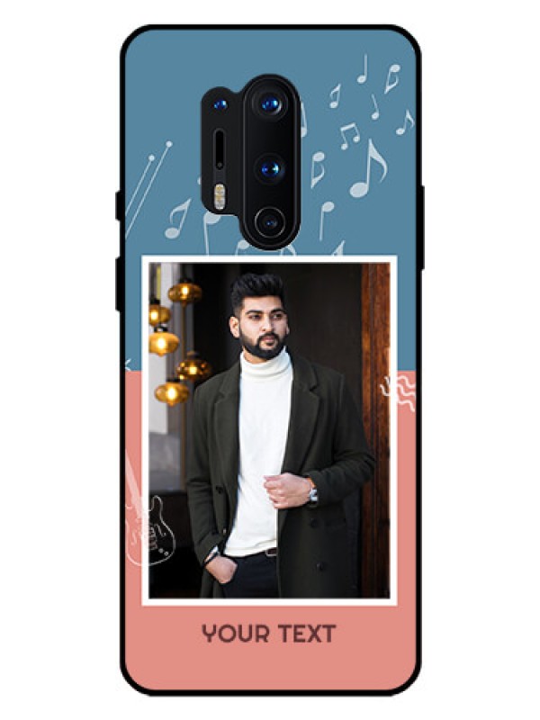 Custom Oneplus 8 Pro Photo Printing on Glass Case  - with Color Musical Note Design