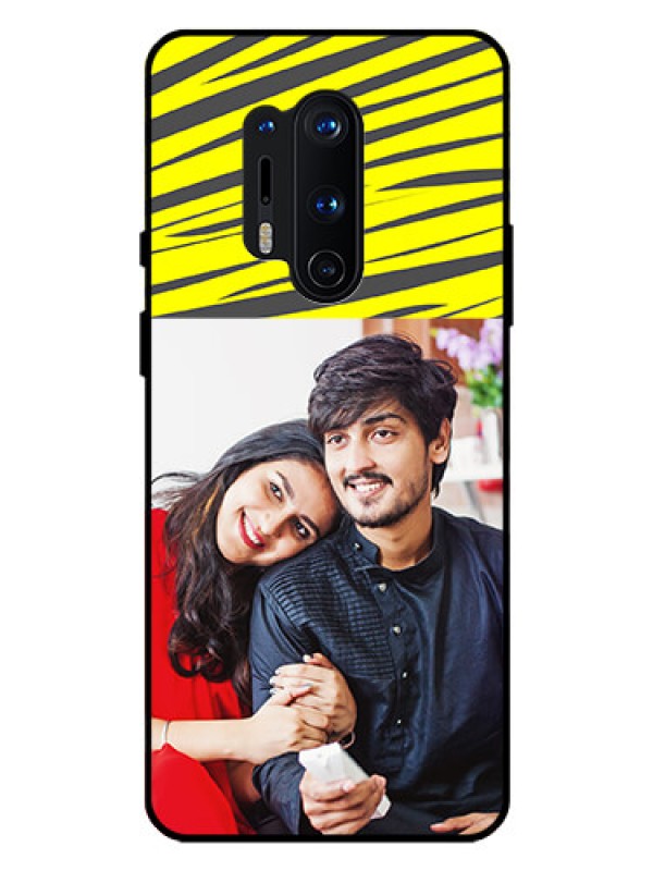 Custom Oneplus 8 Pro Photo Printing on Glass Case  - Yellow Abstract Design