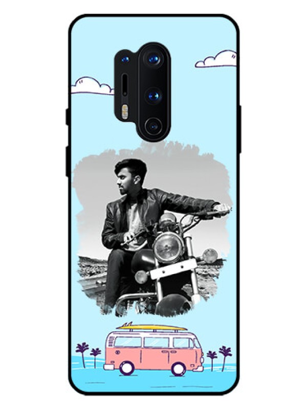 Custom Oneplus 8 Pro Photo Printing on Glass Case  - Travel & Adventure Design