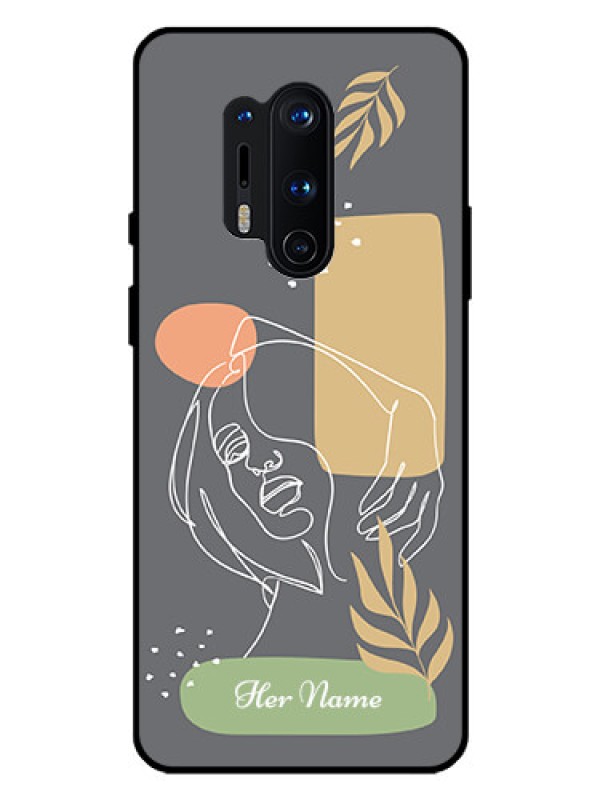 Custom OnePlus 8 Pro Custom Glass Phone Case - Gazing Woman line art Design