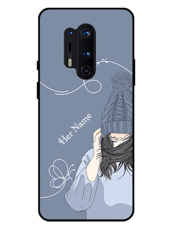 Custom OnePlus 8 Pro Custom Glass Mobile Case - Girl in winter outfit Design