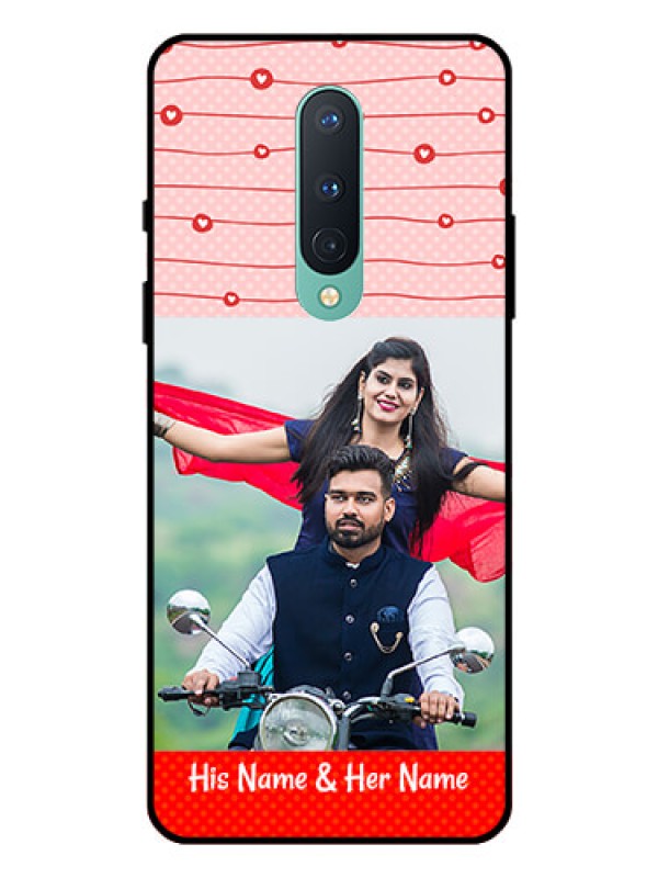 Custom OnePlus 8 Personalized Glass Phone Case  - Red Pattern Case Design