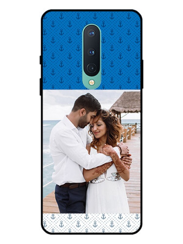 Custom OnePlus 8 Photo Printing on Glass Case  - Blue Anchors Design