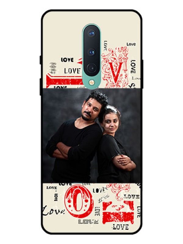 Custom OnePlus 8 Photo Printing on Glass Case  - Trendy Love Design Case